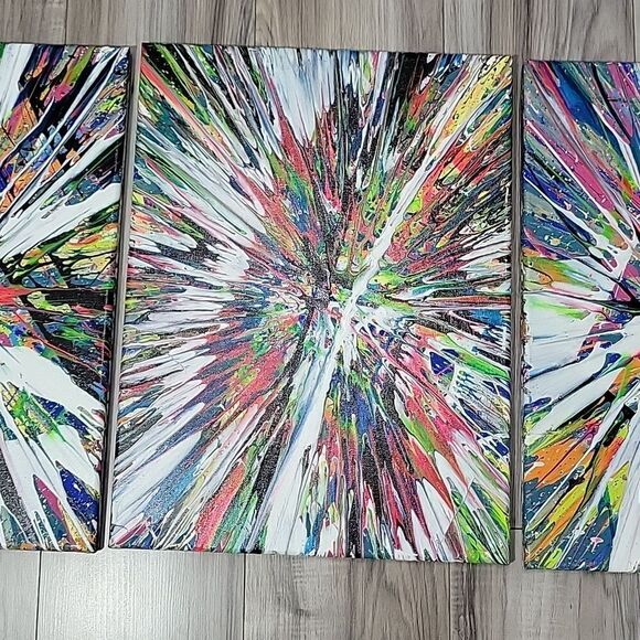 Original 3 piece spin art each one is 12x16 - Picture 9 of 10